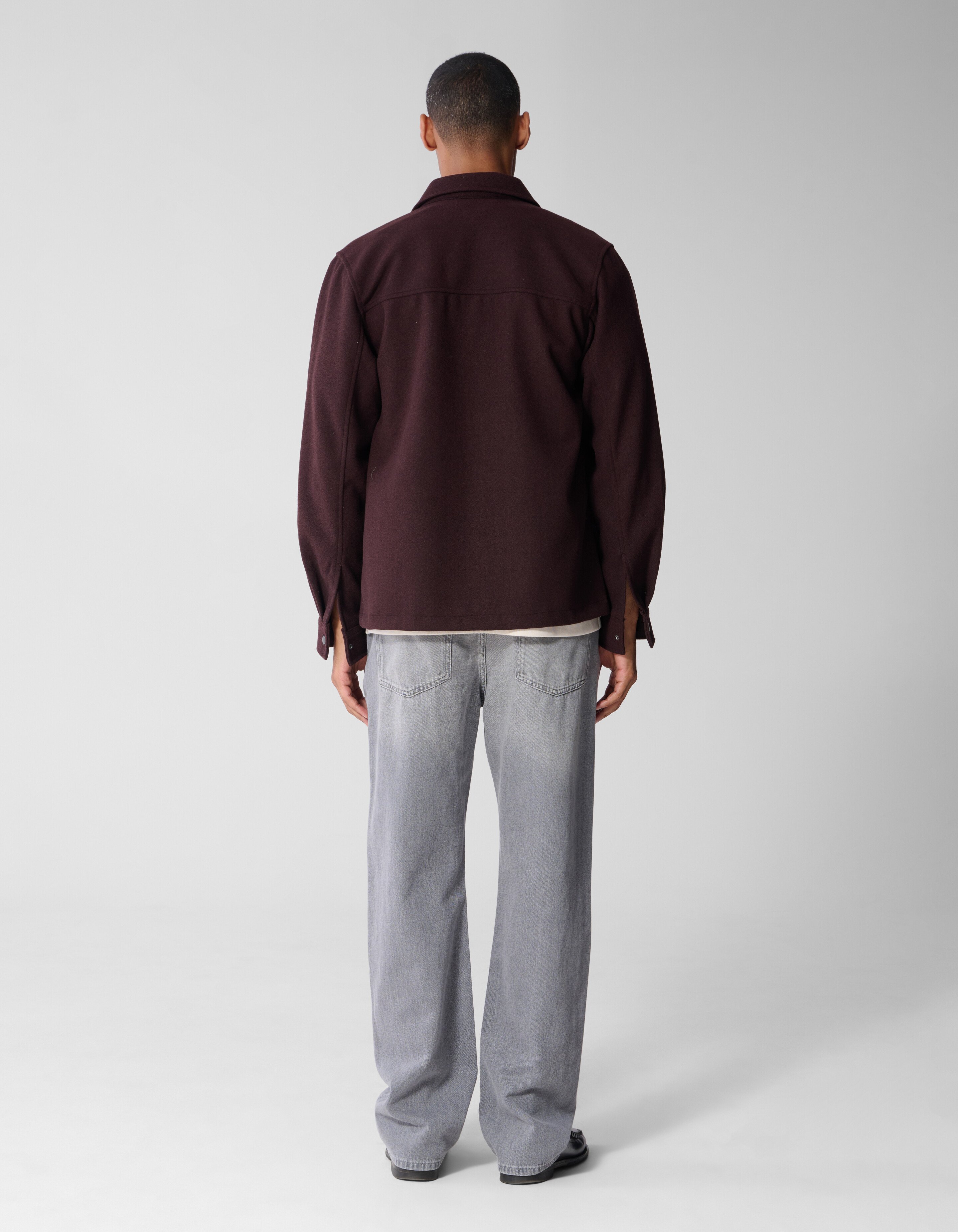 Melange Zip Overshirt Donkerrood SHOEBY MEN