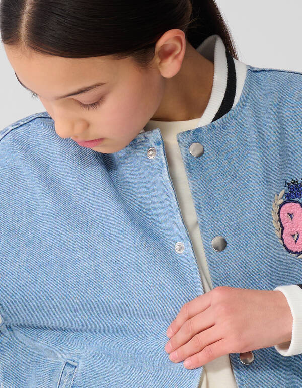 Varsity Denim Bomber Jack Blauw SHOEBY GIRLS