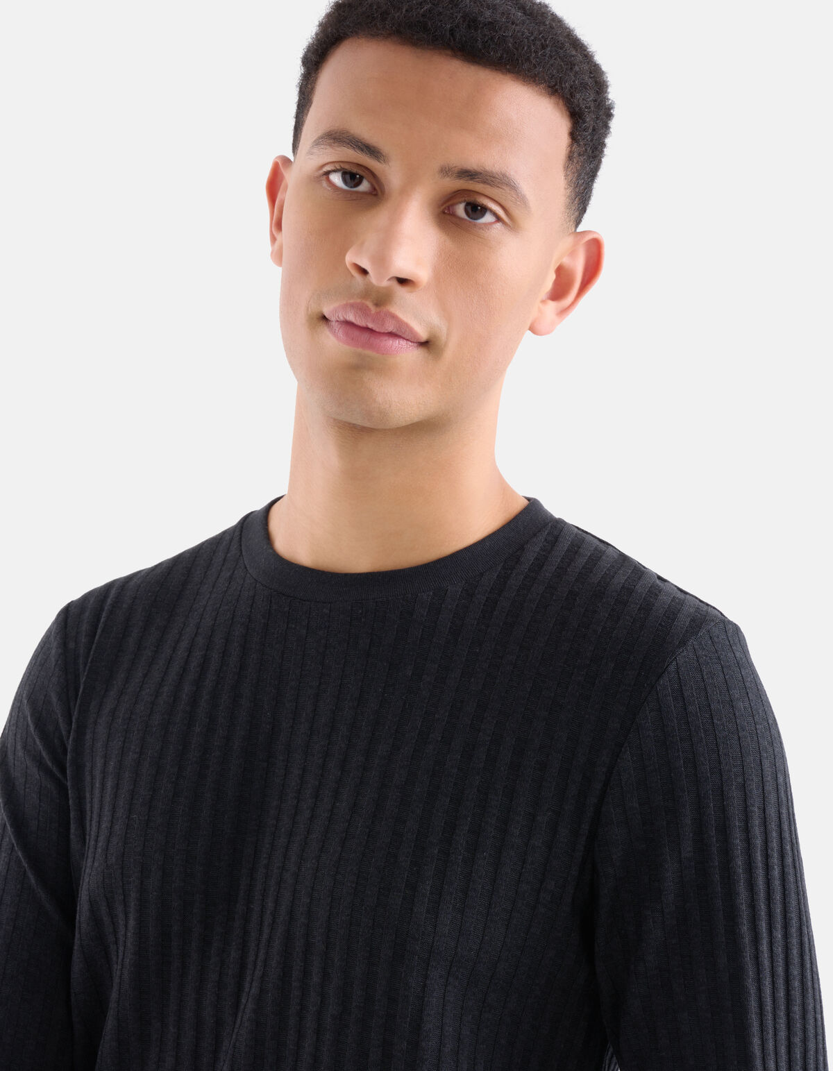 Rib T-shirt Zwart SHOEBY MEN