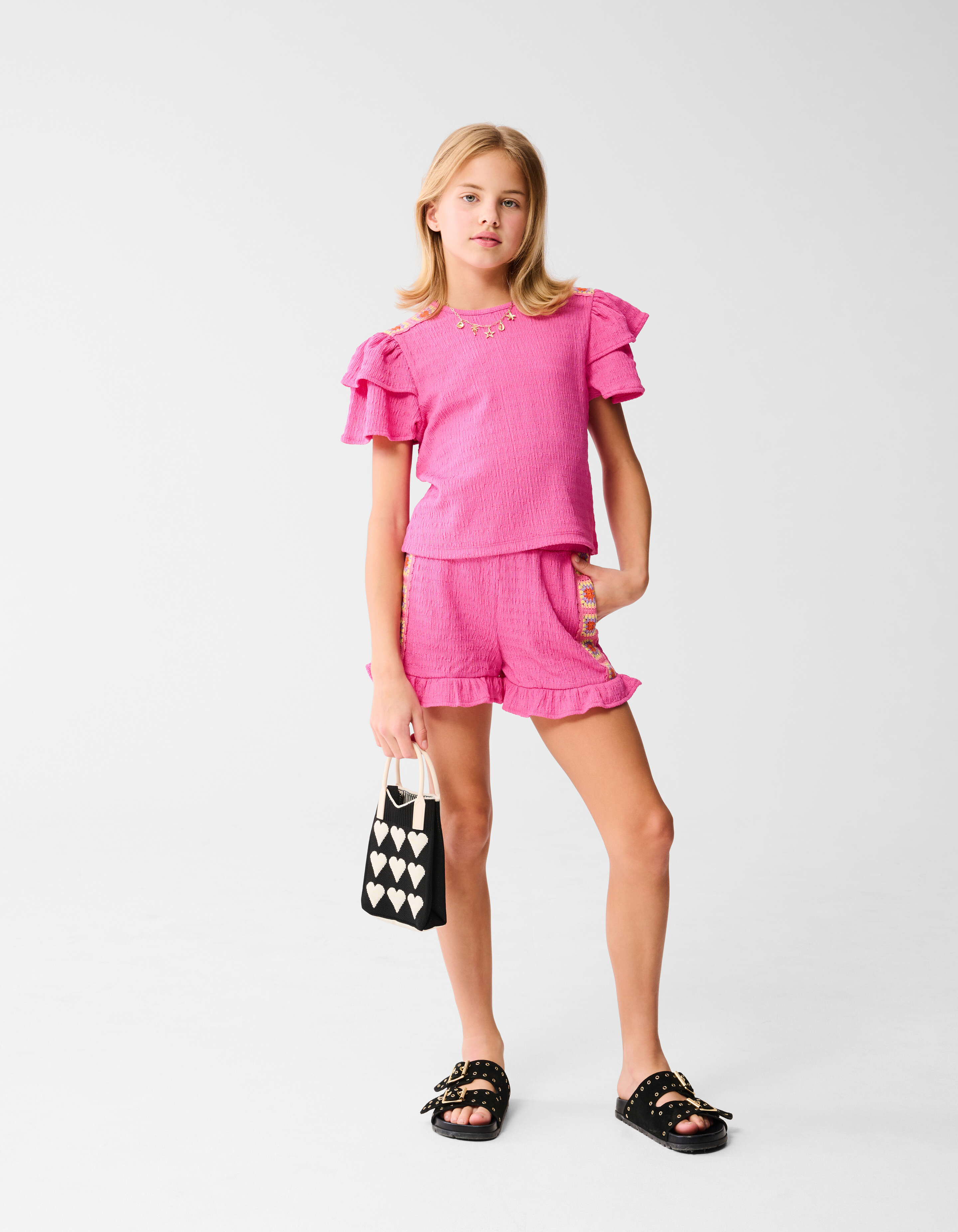 Crochet Crinkle Top Roze SHOEBY GIRLS