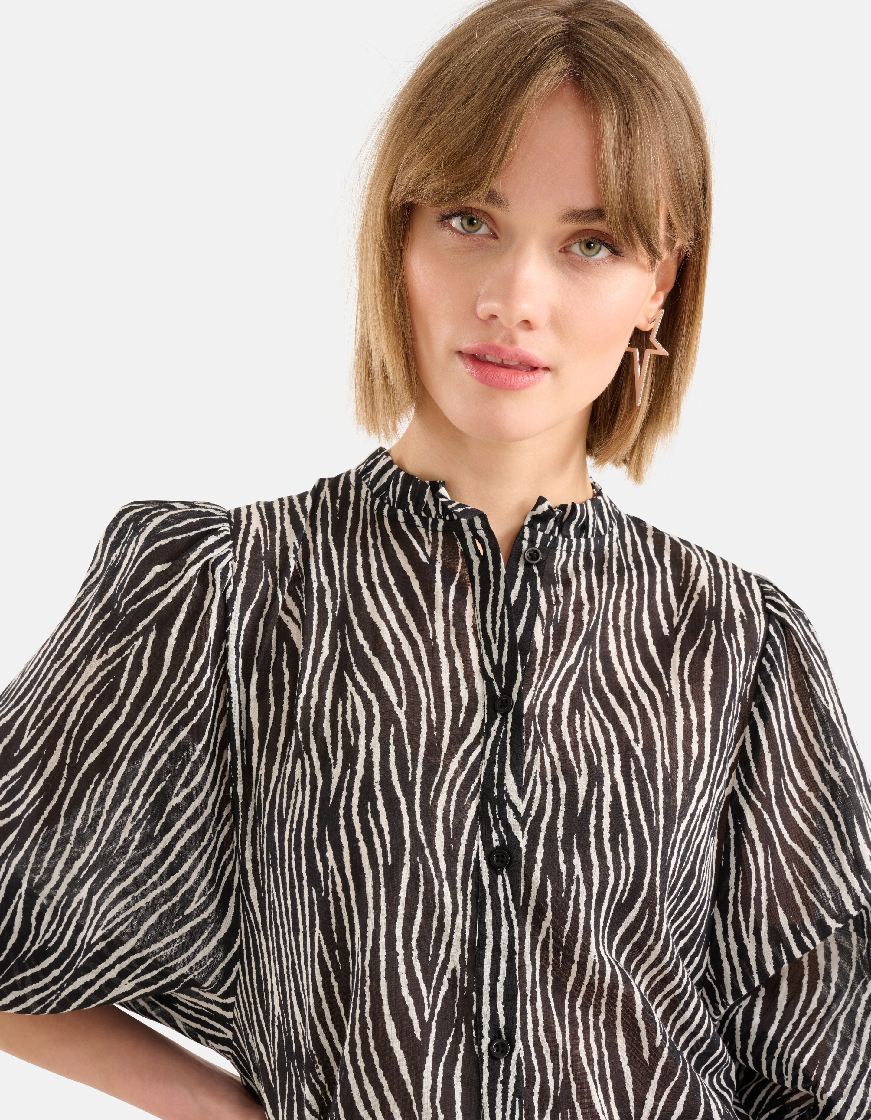 Zebra Voile Blouse Zwart SHOEBY WOMEN