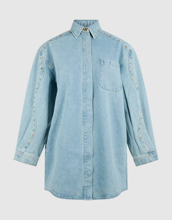 Strass Denim Mini Jurk Bleached SHOEBY WOMEN