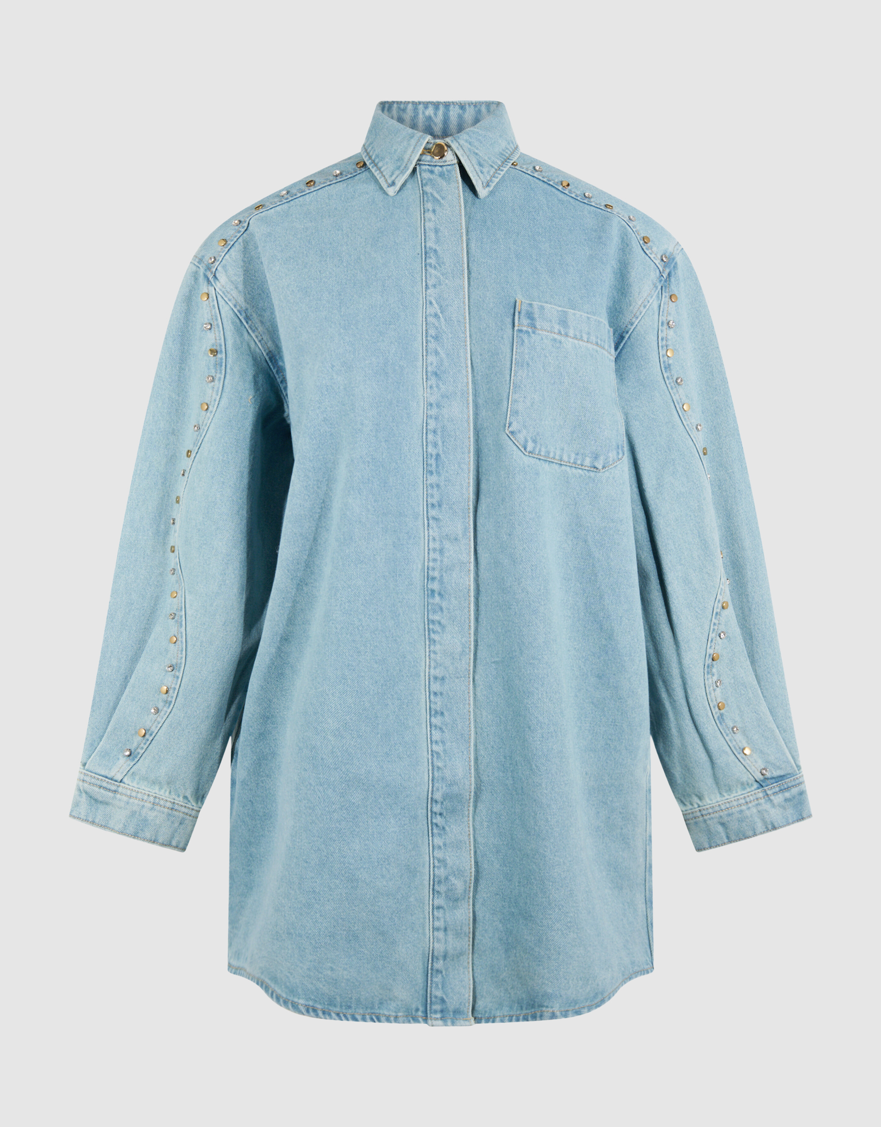 Strass Denim Mini Jurk Bleached SHOEBY WOMEN