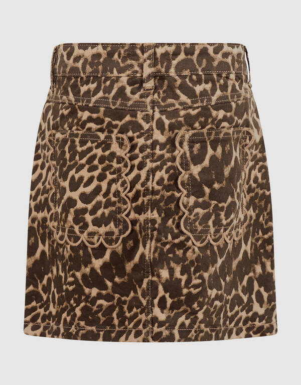 Velvet Leopard Mini Rok Bruin SHOEBY GIRLS