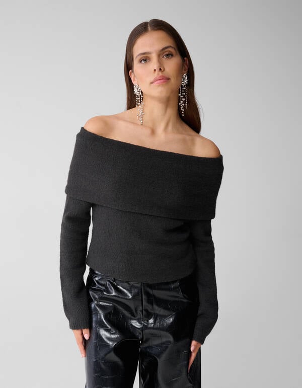 Off Shoulder Trui Donkergrijs SHOEBY WOMEN