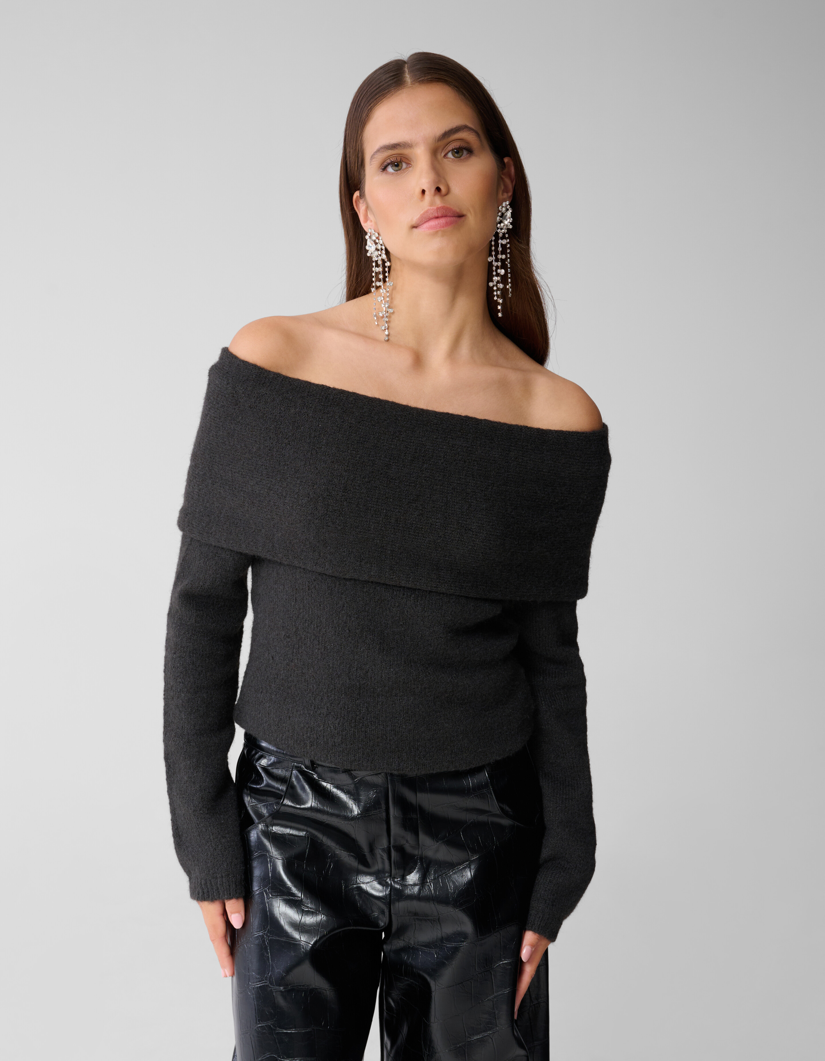 Off Shoulder Trui Donkergrijs SHOEBY WOMEN
