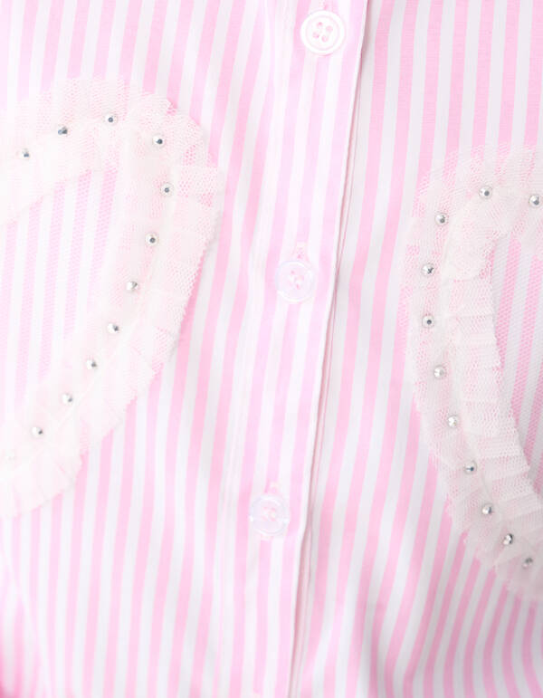 Pinstripe Heart Blouse Roze SHOEBY GIRLS
