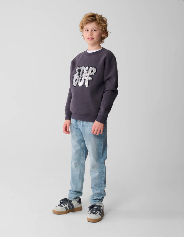 Two Way Sequin Sweater Donkergrijs SHOEBY BOYS