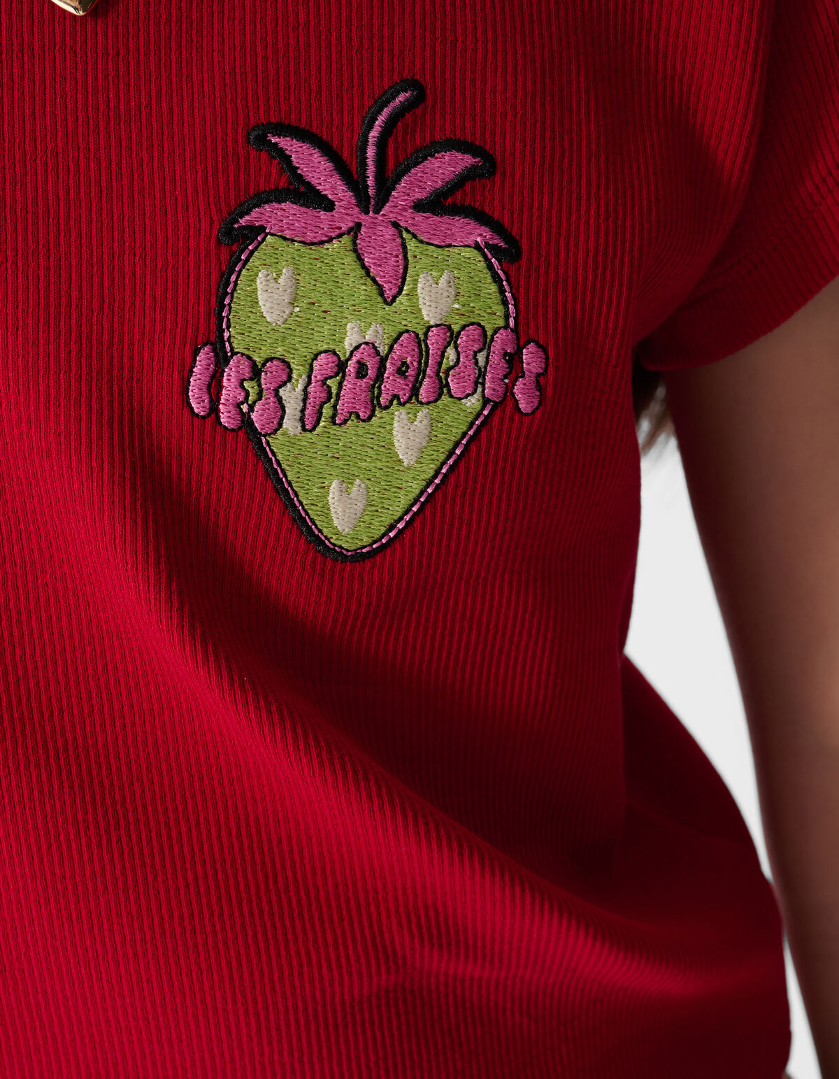 Rib Les Fraises Crop Top Rood SHOEBY GIRLS