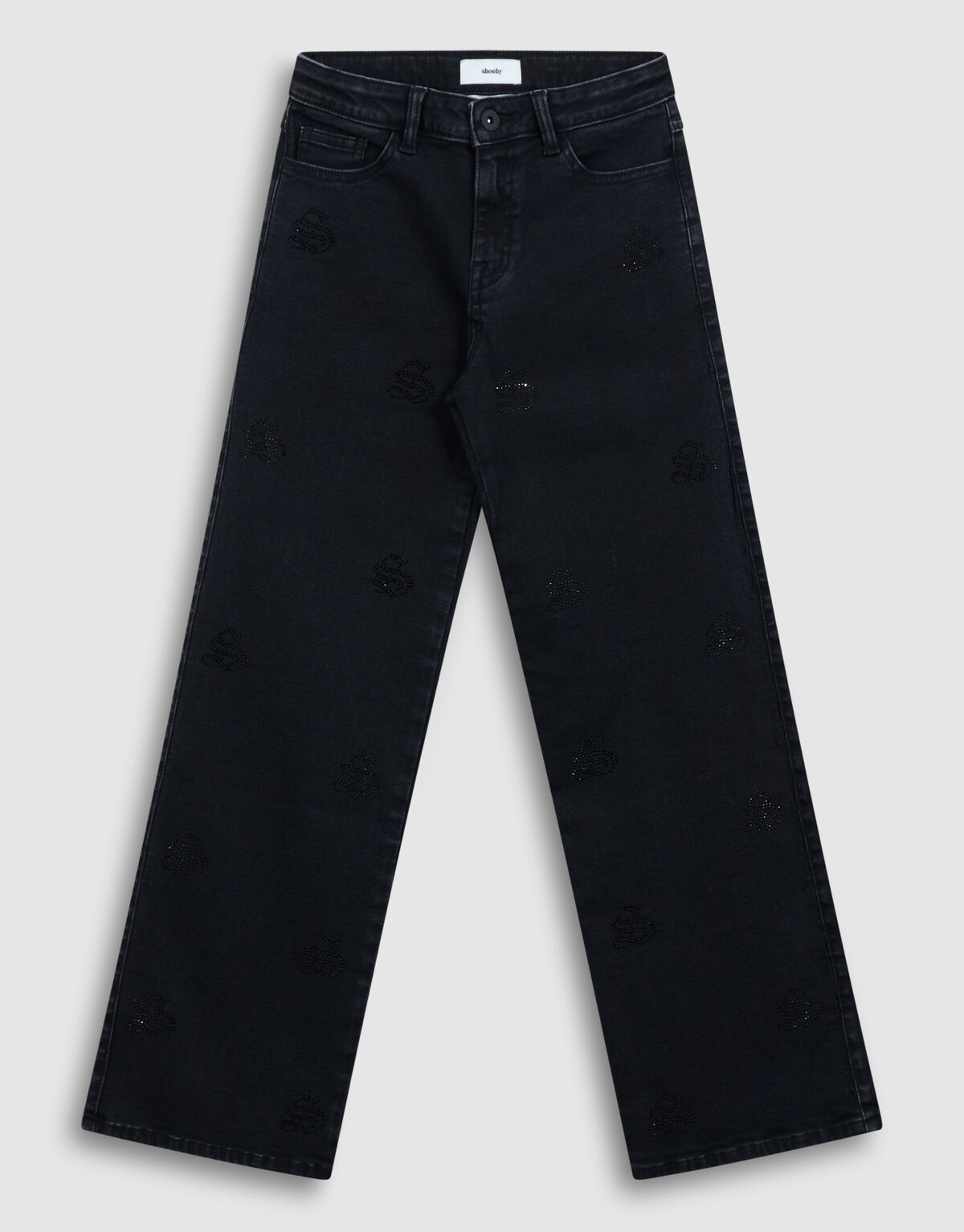 Shiny Wide Leg Fit Jeans Zwart SHOEBY GIRLS