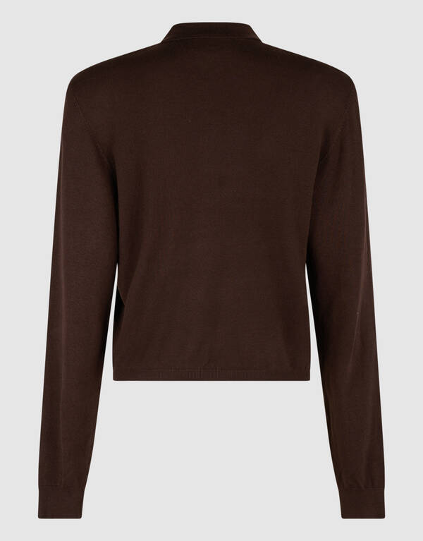 Gebreide Polo Longsleeve Bruin SHOEBY WOMEN
