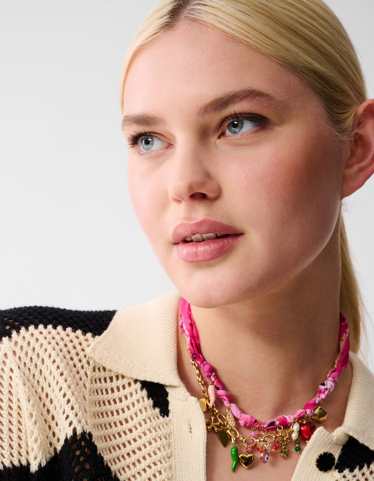 Multi Crochet Blouse Zwart/Wit SHOEBY WOMEN