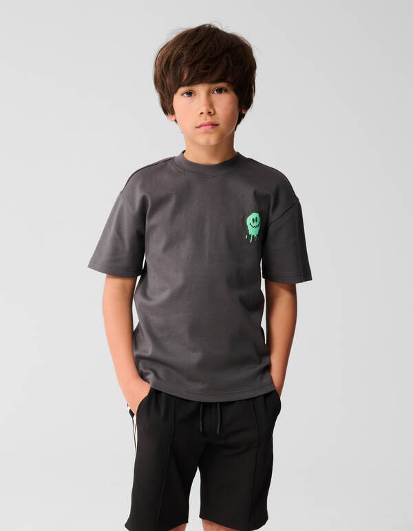Color Smiley T-shirt Donkergrijs SHOEBY BOYS