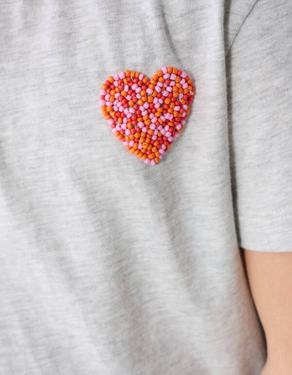 Heart Artwork T-shirt Lichtgrijs SHOEBY GIRLS