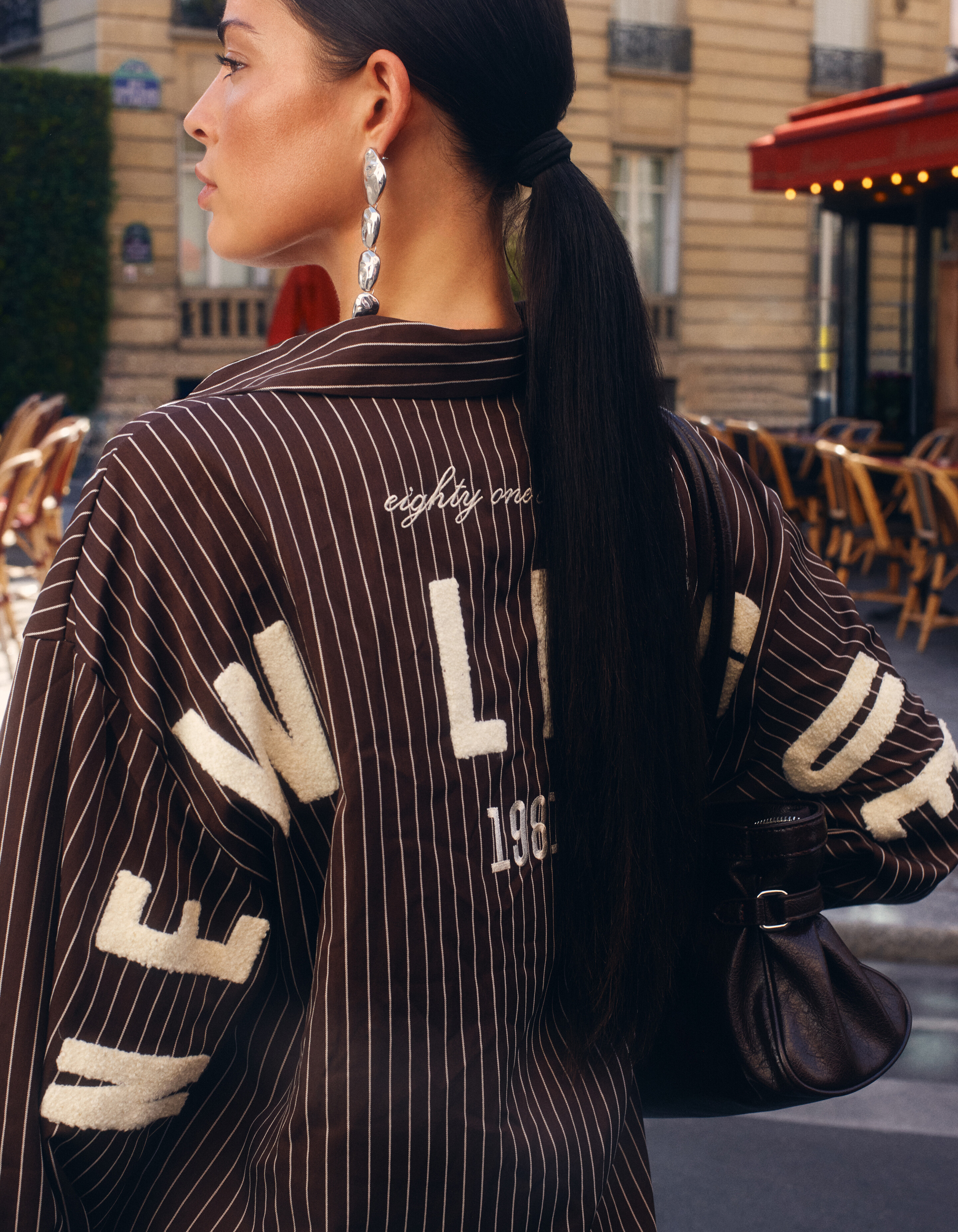Pinstripe Oversized Fit Blouse Bruin SHOEBY WOMEN