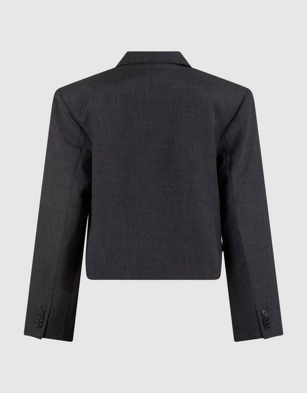 Cropped Eyelet Blazer Donkergrijs SHOEBY WOMEN