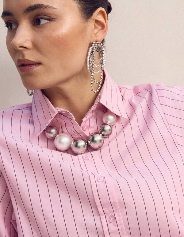 Statement Ball Ketting Zilver SHOEBY ACCESSOIRES