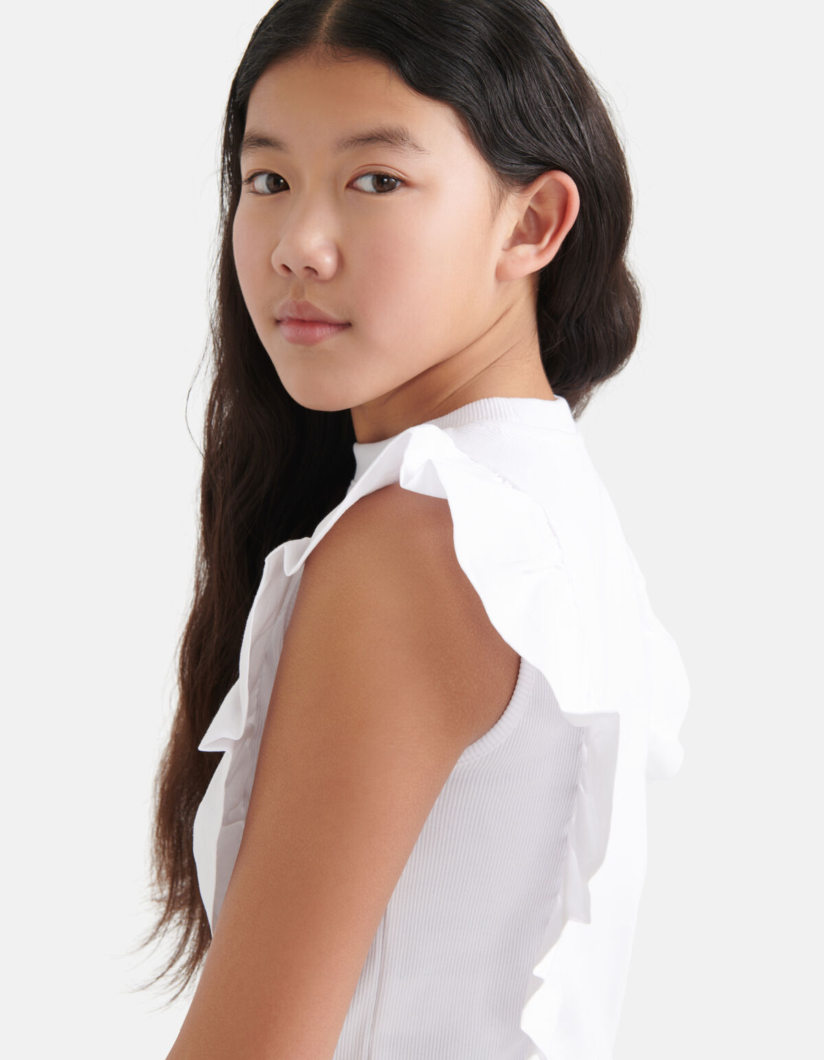 Ruffle T-shirt Wit SHOEBY GIRLS