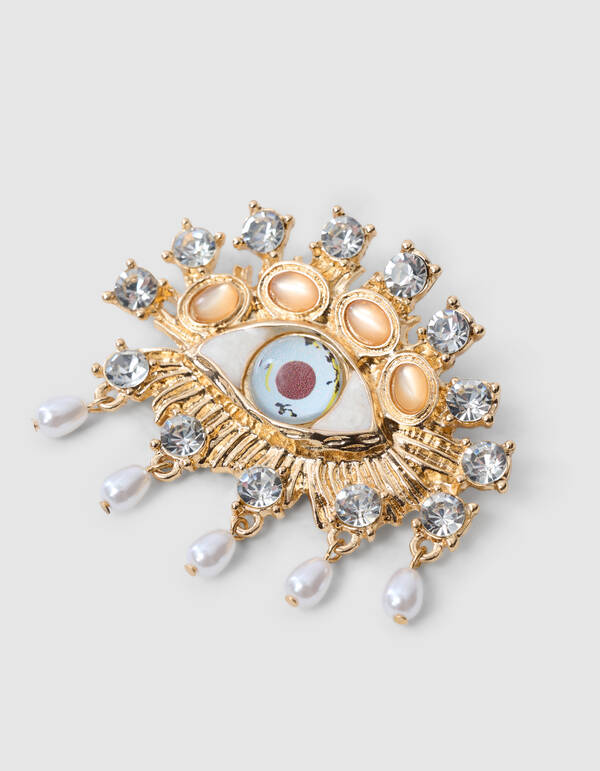Big Eye Strass Broche Goud SHOEBY ACCESSOIRES
