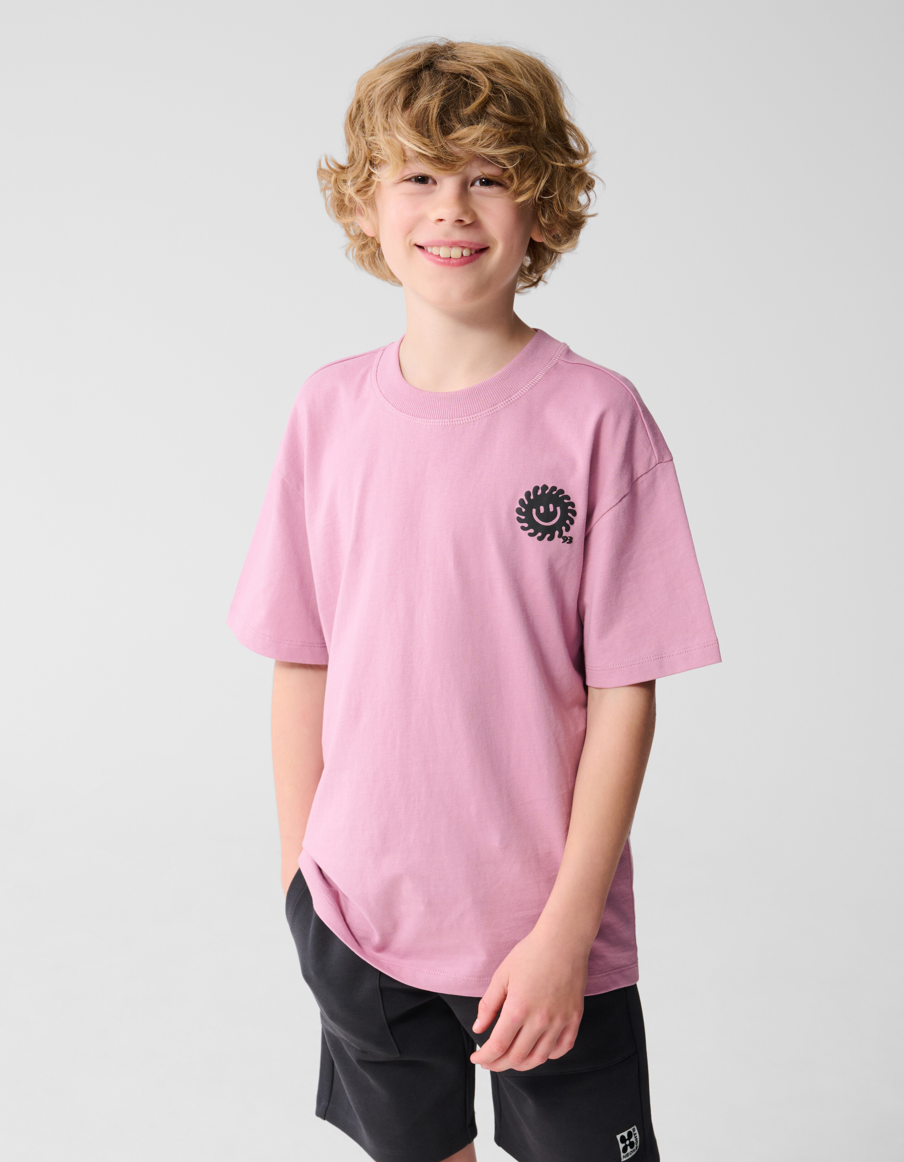 Smiley Sun Artwork T-shirt Roze SHOEBY BOYS