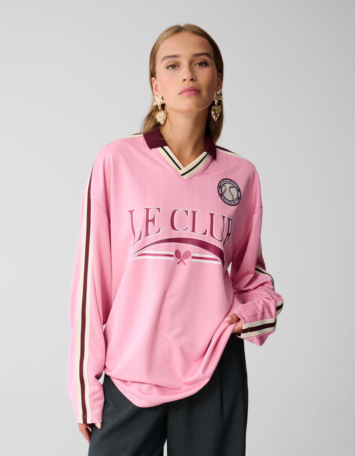 Oversized Baseball T-shirt Roze SHOEBY WOMEN