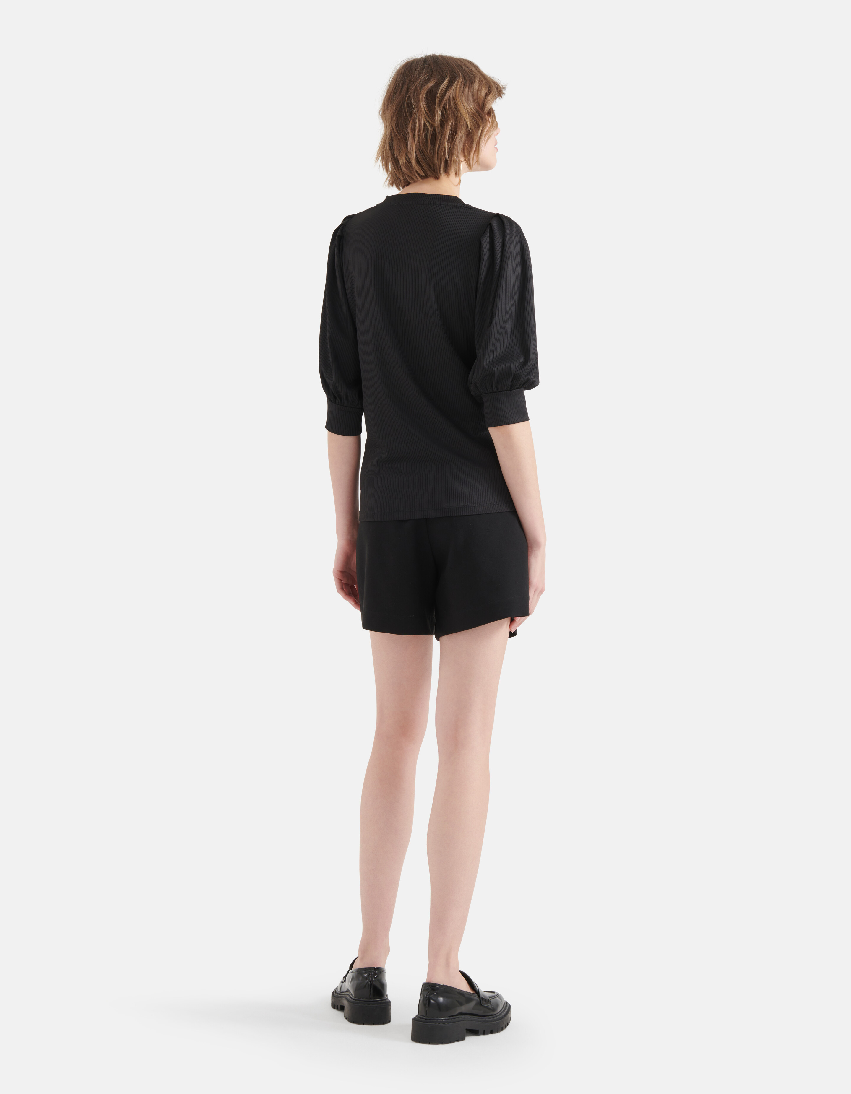 Rib V-hals Top Zwart SHOEBY WOMEN