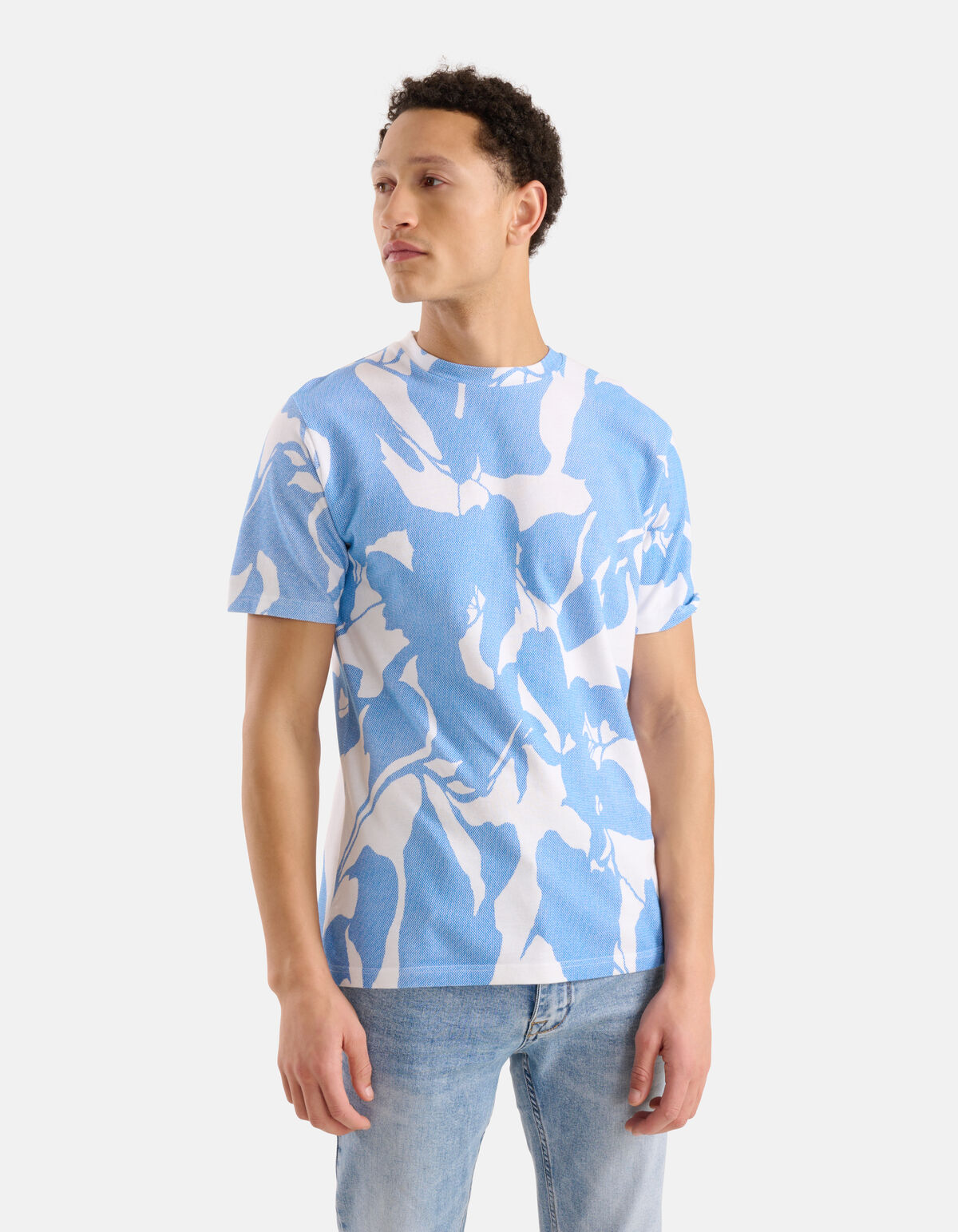 Waterprint T-shirt Blauw SHOEBY MEN