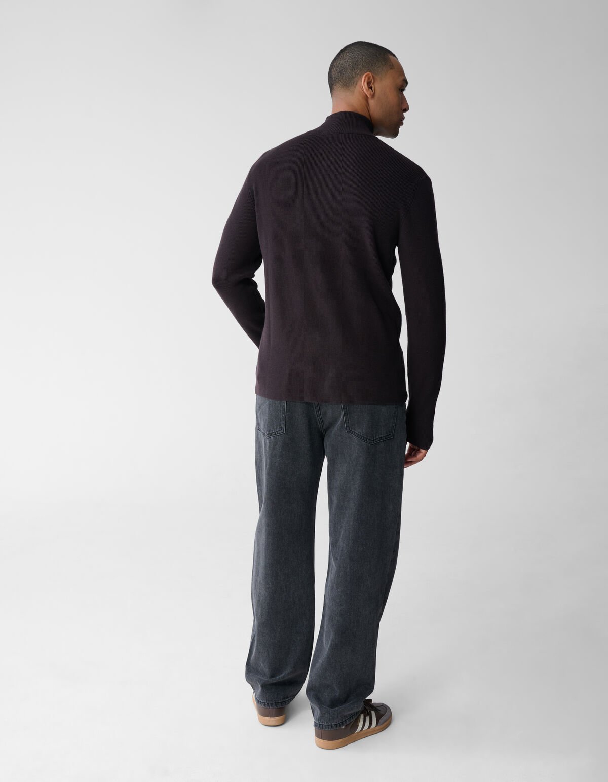 Half Zip Gebreide Trui Donkerbruin SHOEBY MEN