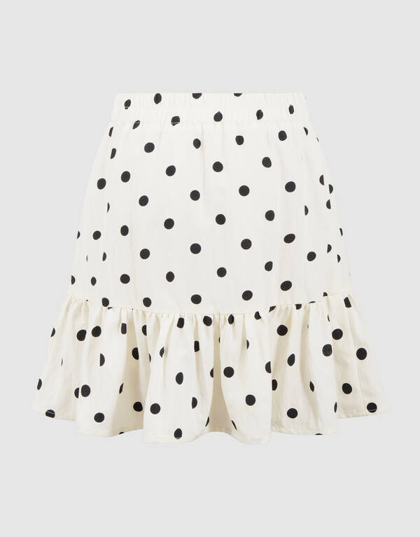 Polkadot Mini Rok Gebroken Wit SHOEBY GIRLS