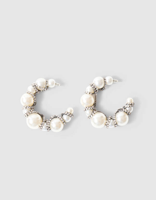 Parel Hoops Oorbellen Gebroken Wit SHOEBY ACCESSOIRES