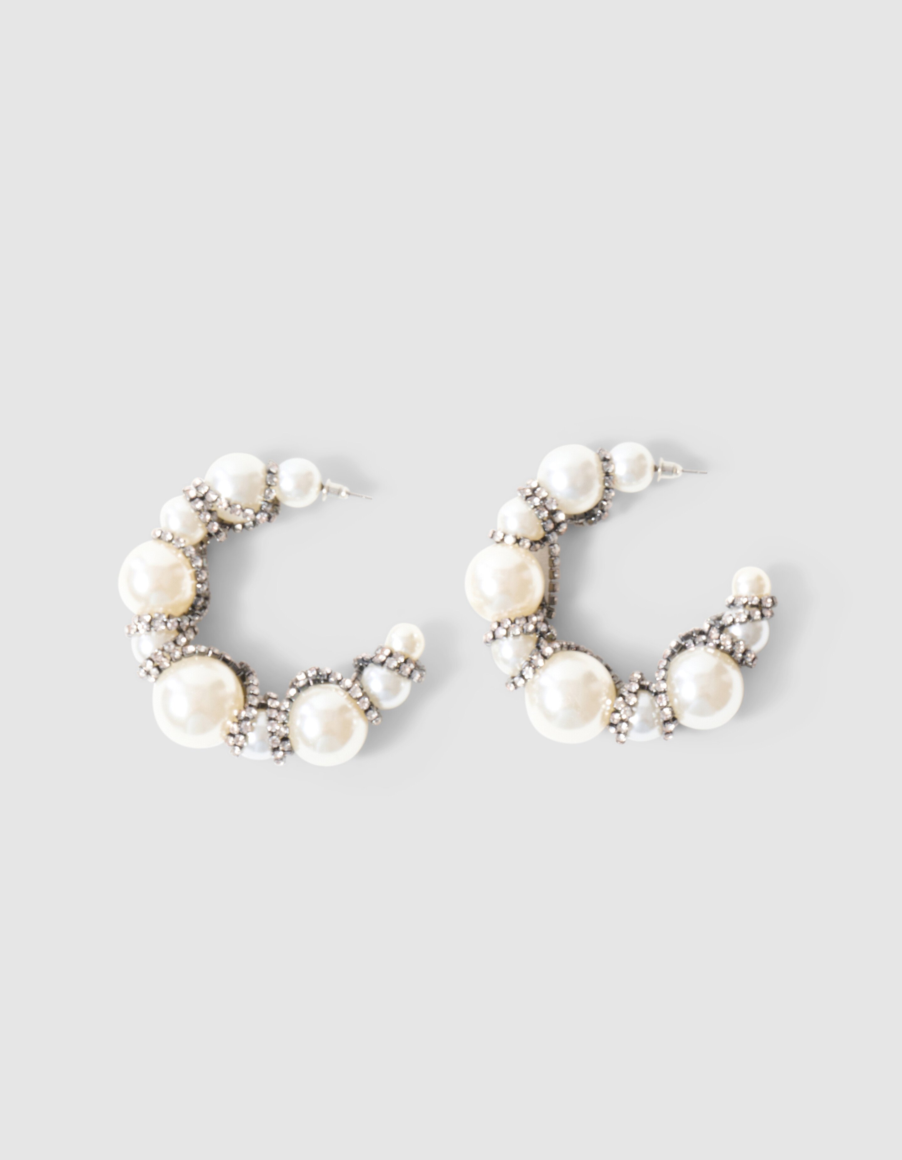 Parel Hoops Oorbellen Gebroken Wit SHOEBY ACCESSOIRES