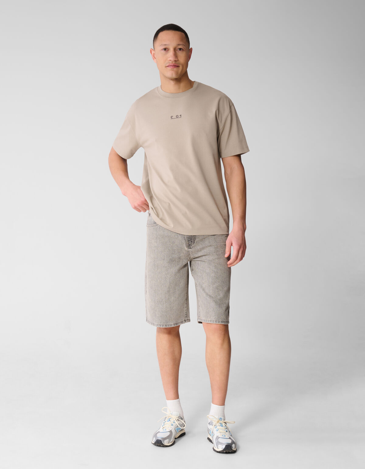 Grafische Tekst T-shirt Lichtbruin SHOEBY MEN