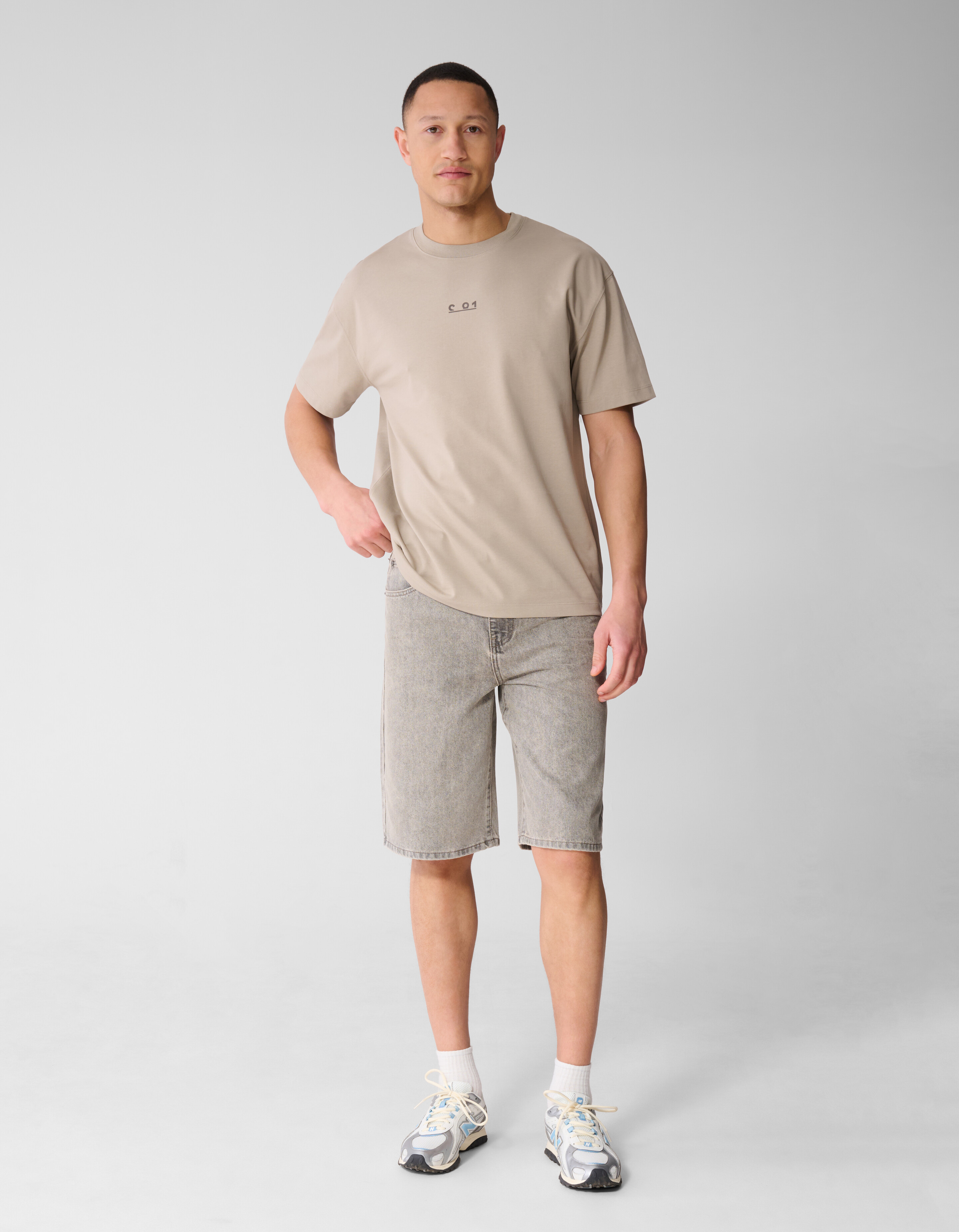 Grafische Tekst T-shirt Lichtbruin SHOEBY MEN