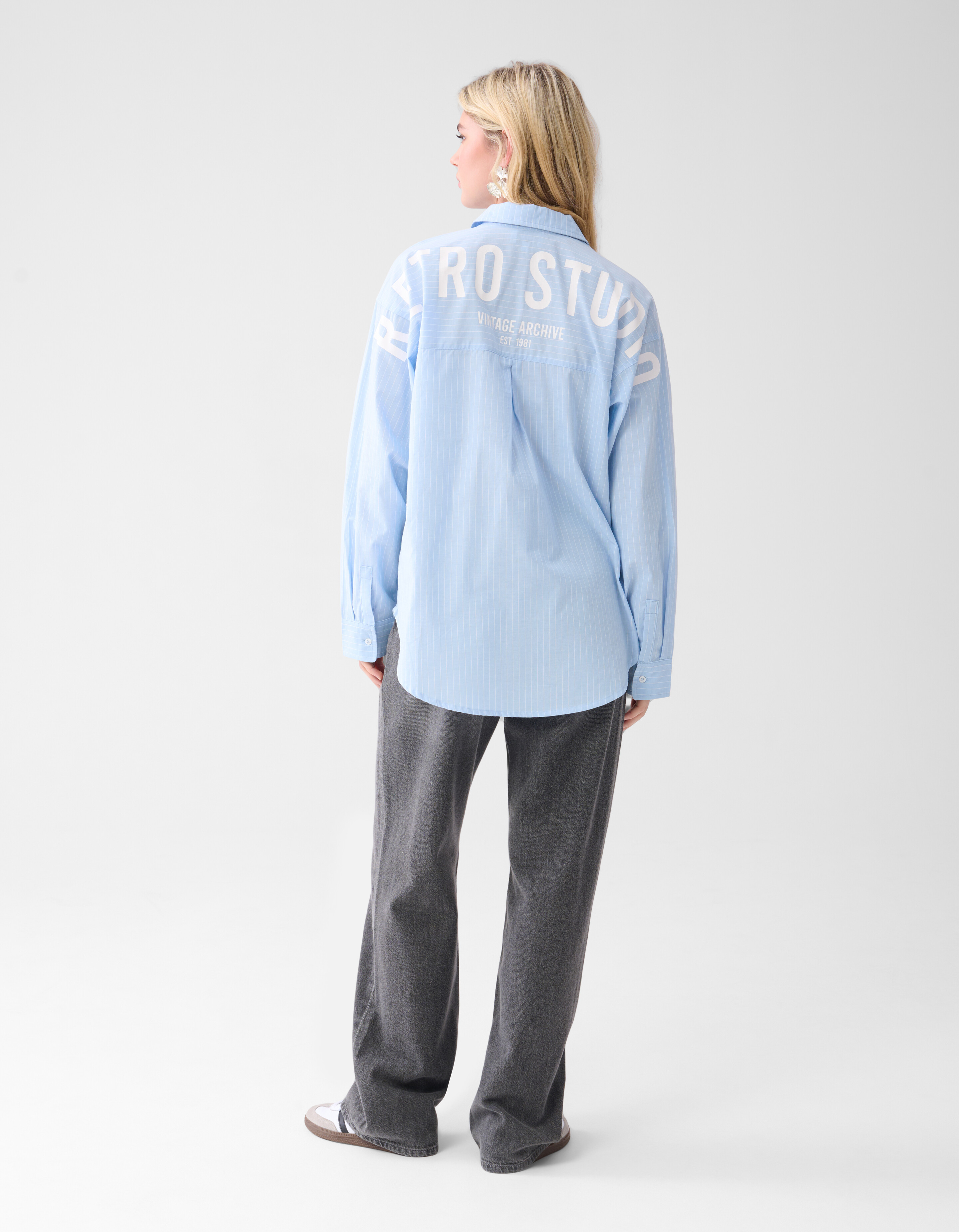 Pinstripe Poplin Blouse Lichtblauw SHOEBY WOMEN