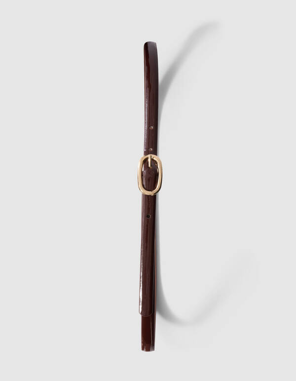Smalle Riem Donkerbruin/Goud SHOEBY ACCESSOIRES