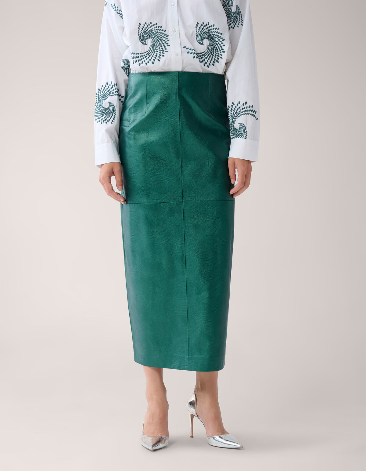 Metallic Maxi Rok Groen By Mieke SHOEBY WOMEN