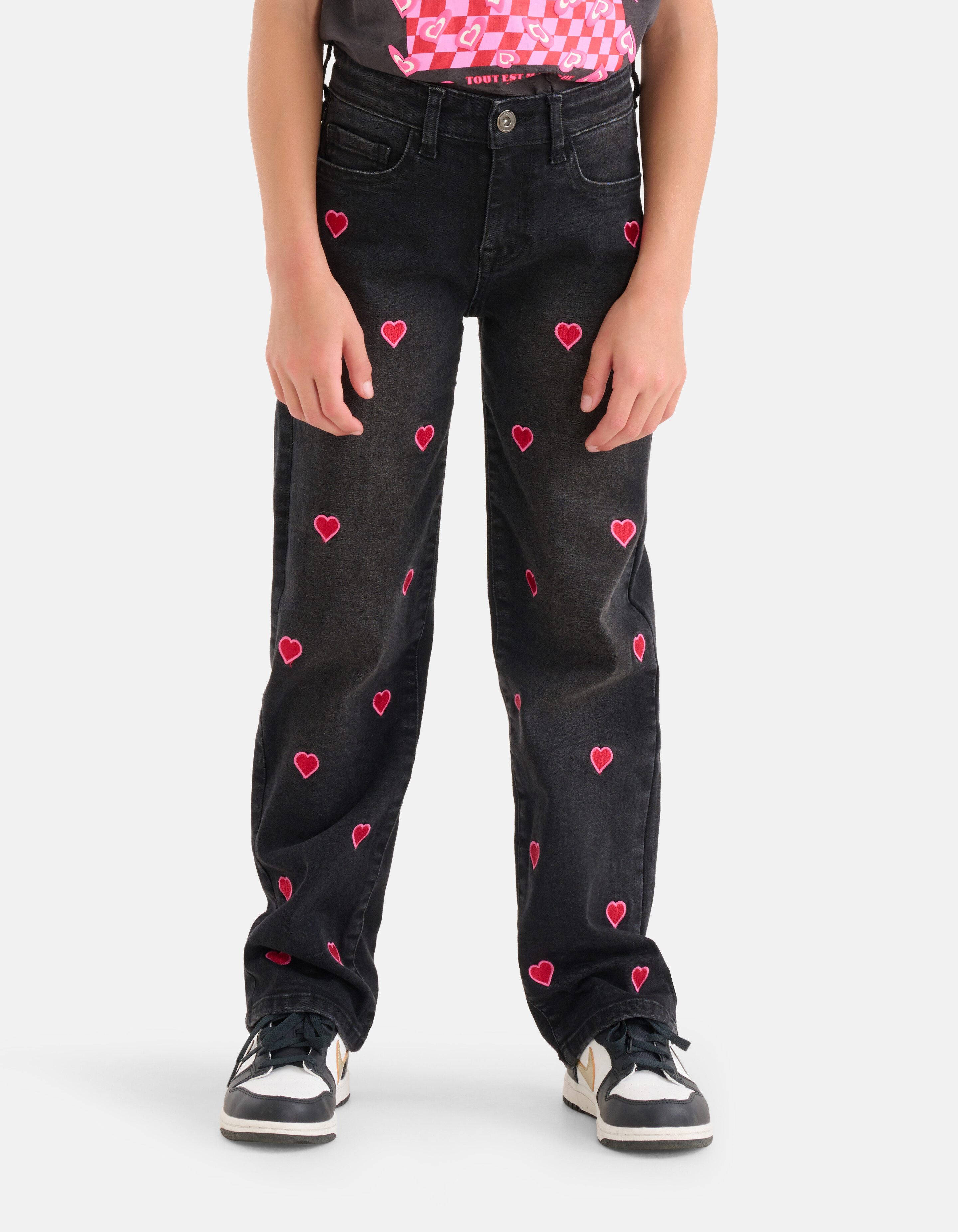 Heart Wide Leg Jeans Zwart SHOEBY GIRLS