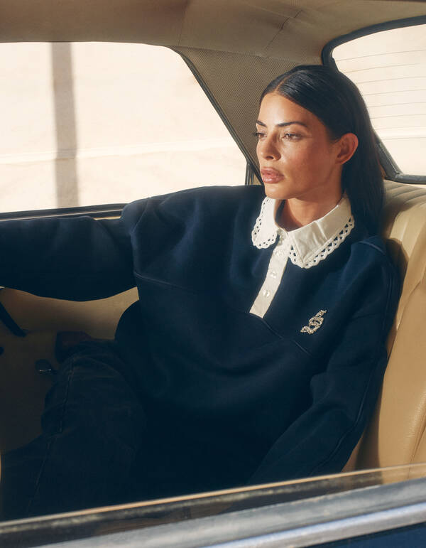 Sporty Polo Sweater Donkerblauw SHOEBY WOMEN