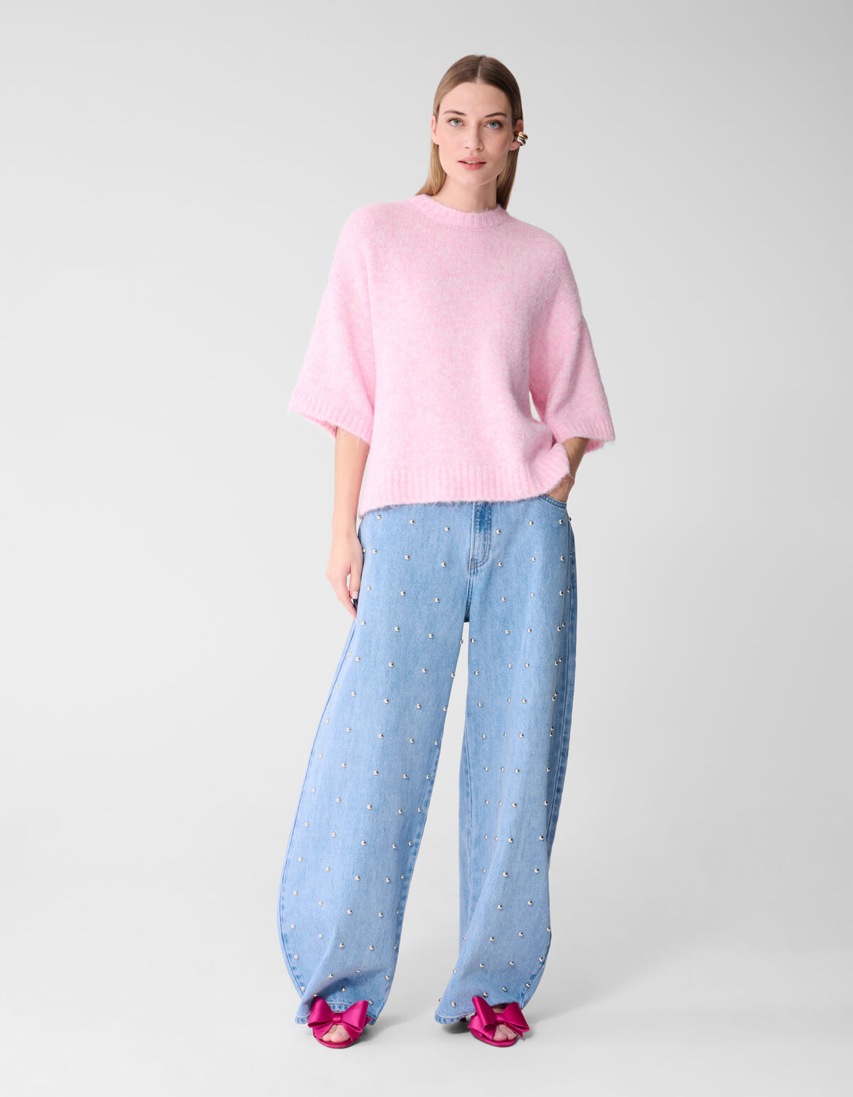 Hairy Short Sleeve Top Roze SHOEBY WOMEN