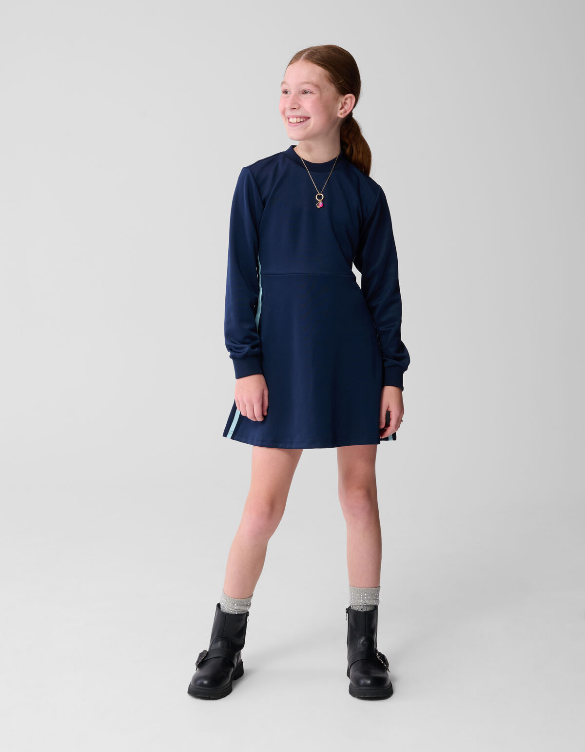 Double Striped Jurk Donkerblauw SHOEBY GIRLS