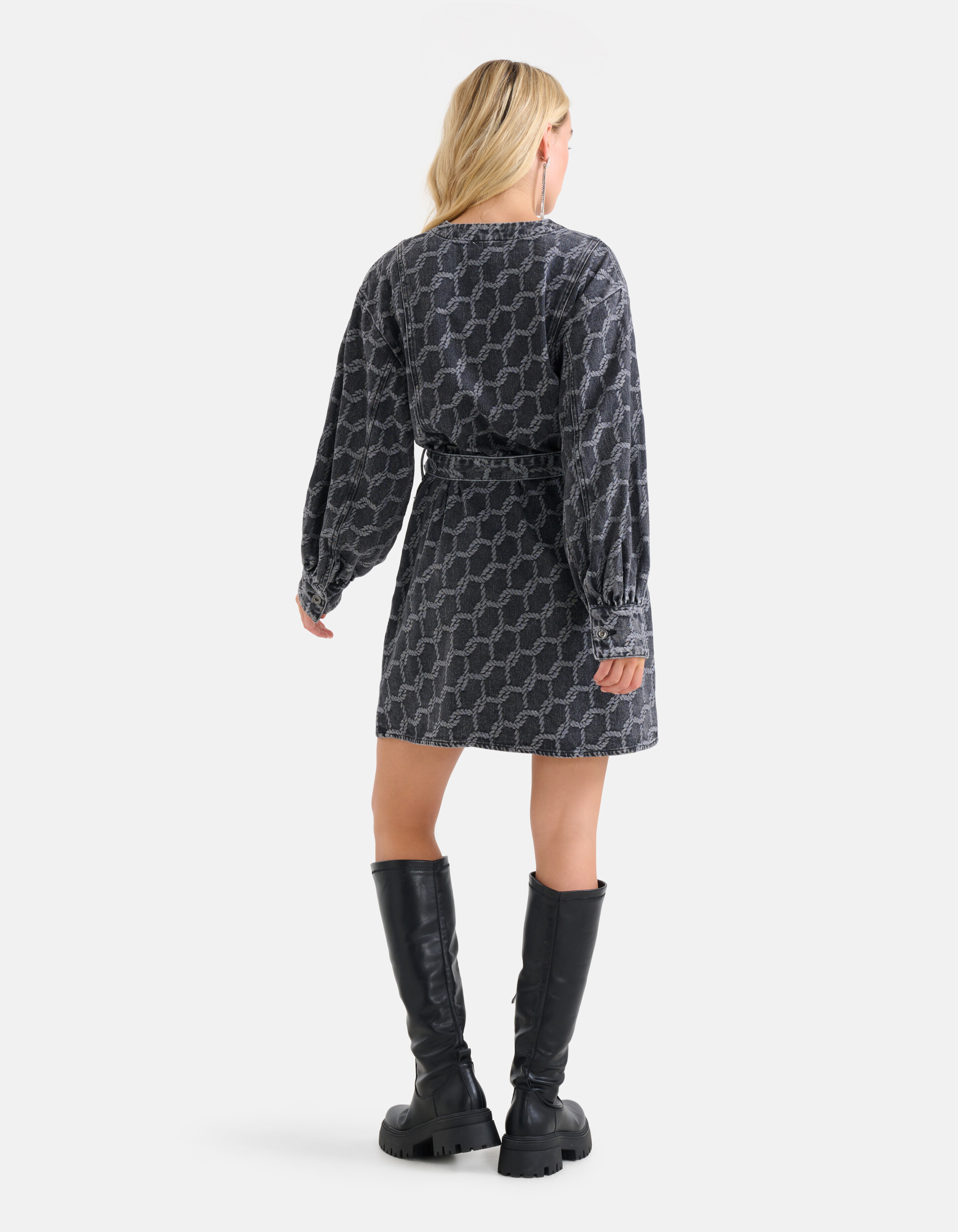 Jacquard Denim Jurk Zwart SHOEBY WOMEN