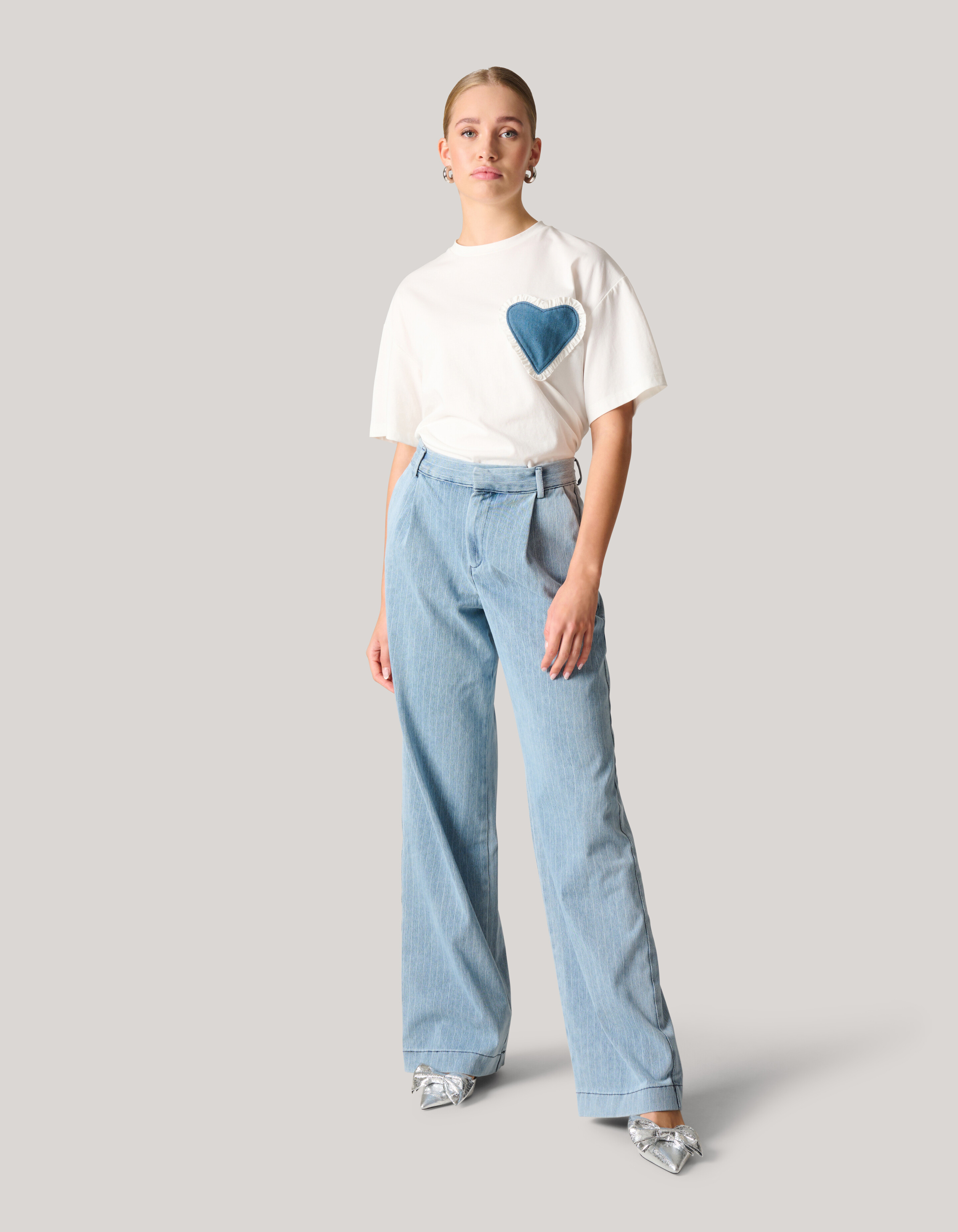 Pinstripe Loose Fit Jeans Lichtblauw L34 SHOEBY WOMEN