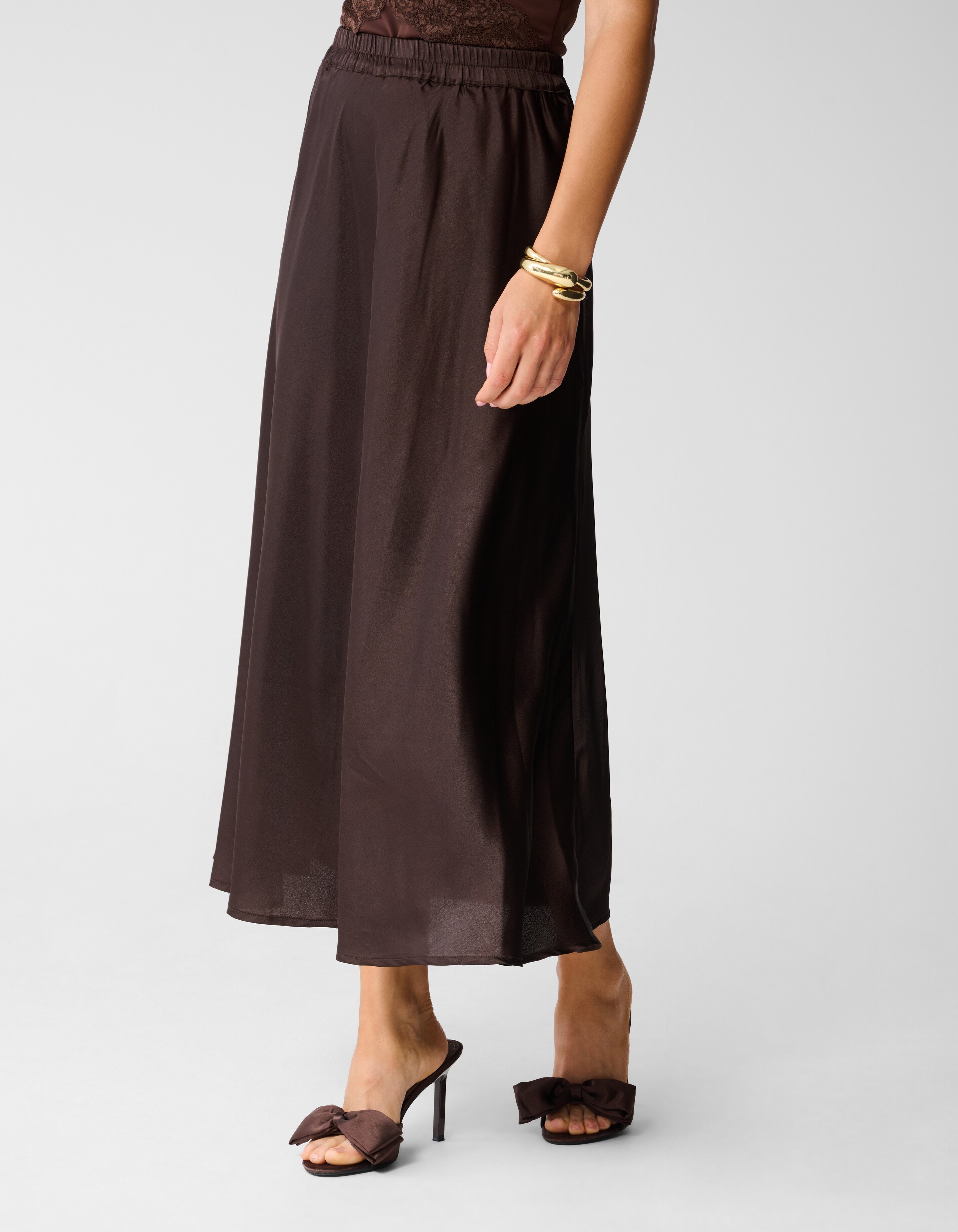 Satijnen Maxi Rok Donkerbruin SHOEBY WOMEN