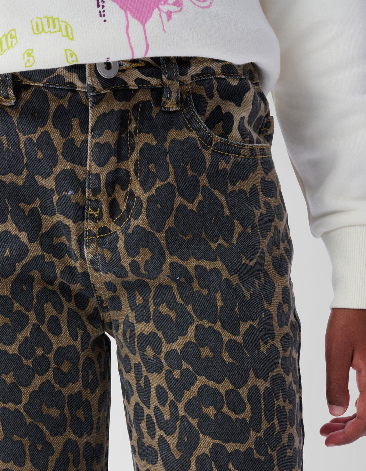 Leopard Straight Fit Broek Bruin SHOEBY GIRLS