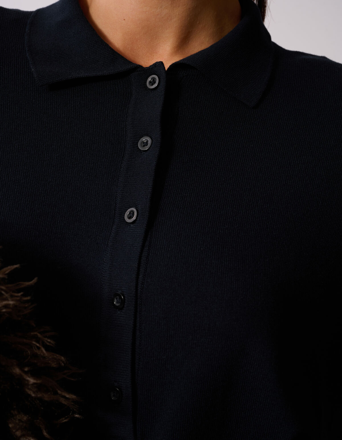 Gebreide Longsleeve Polo Donkerblauw SHOEBY WOMEN