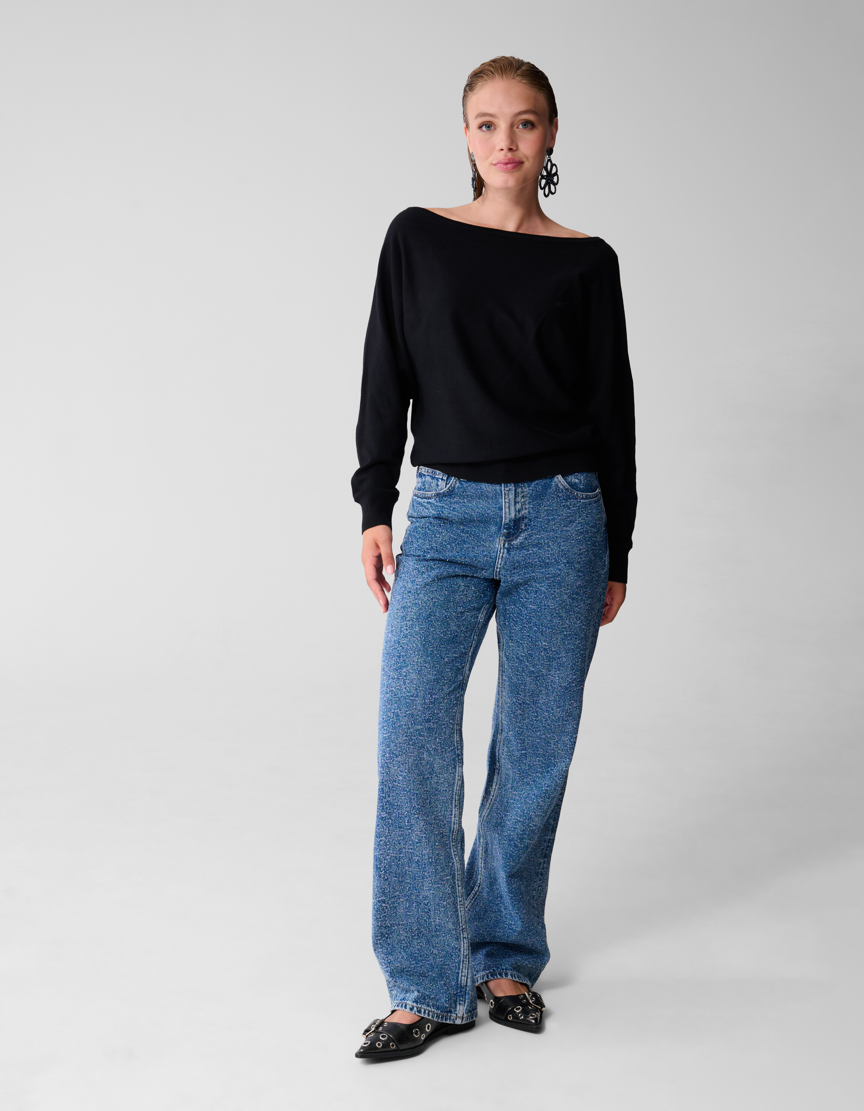 Structuur Wide Leg Jeans Mediumstone SHOEBY WOMEN
