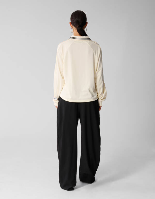 Sporty Longsleeve Top Gebroken Wit By Anna SHOEBY WOMEN