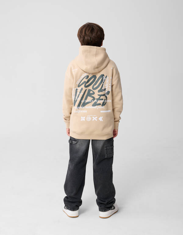 Cool Vibes Artwork Hoodie Beige SHOEBY BOYS