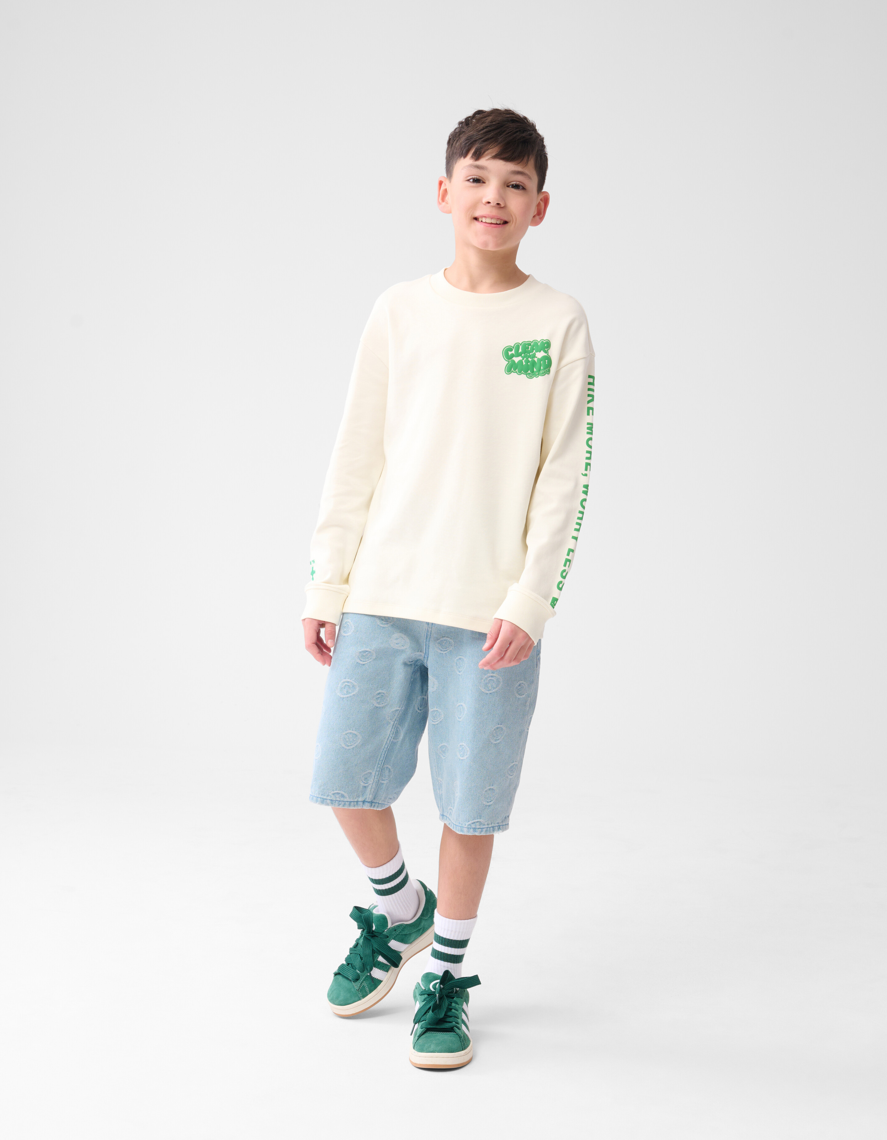 Tekst Longsleeve Gebroken Wit SHOEBY BOYS