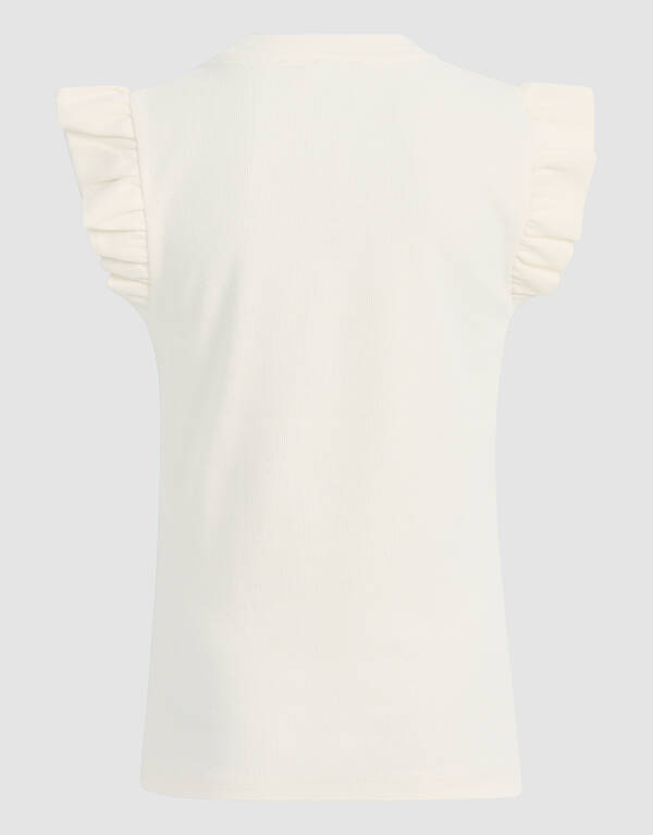 Ruffle Rib Top Gebroken Wit SHOEBY GIRLS